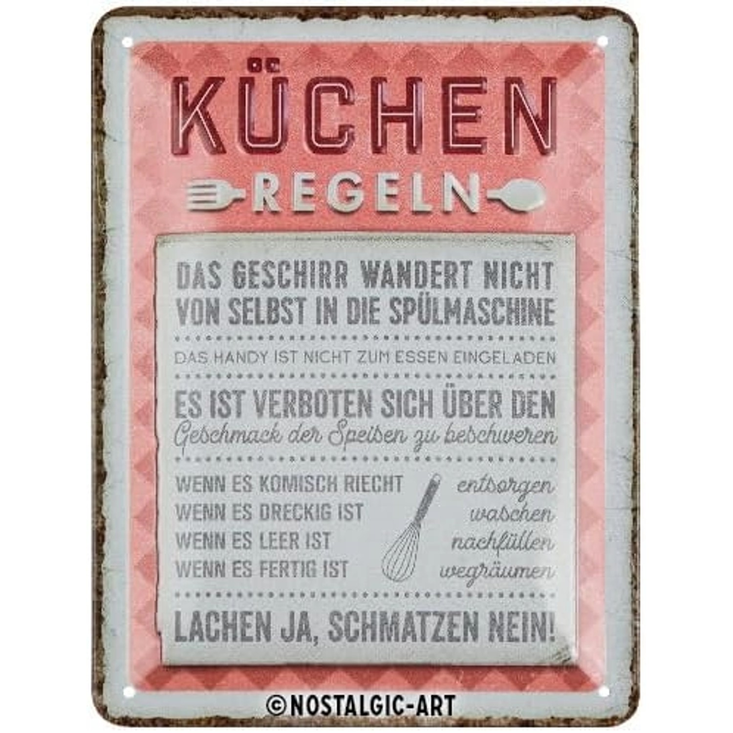 Nostalgic-Art Blechschild 15x20 cm - Küchen-Regeln günstig online kaufen