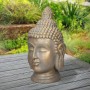 Buddha Figur Kopf, 74,5cm, Bronzeoptik, Polyresin, Dekoration für Haus und Garten.