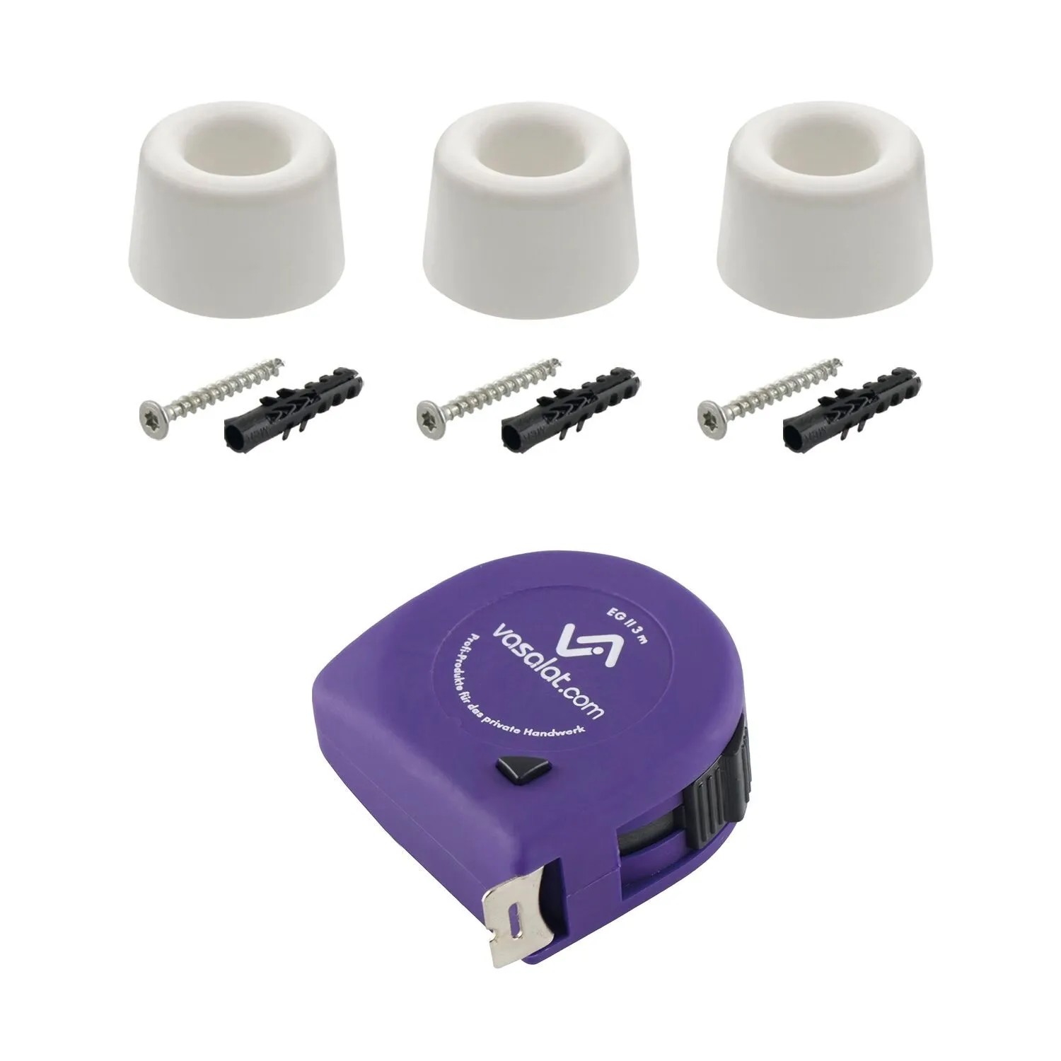 vasalat Set Kunststoffstopper Boden & Wand zum Schrauben Ø 40 mm H 25 mm Weiß