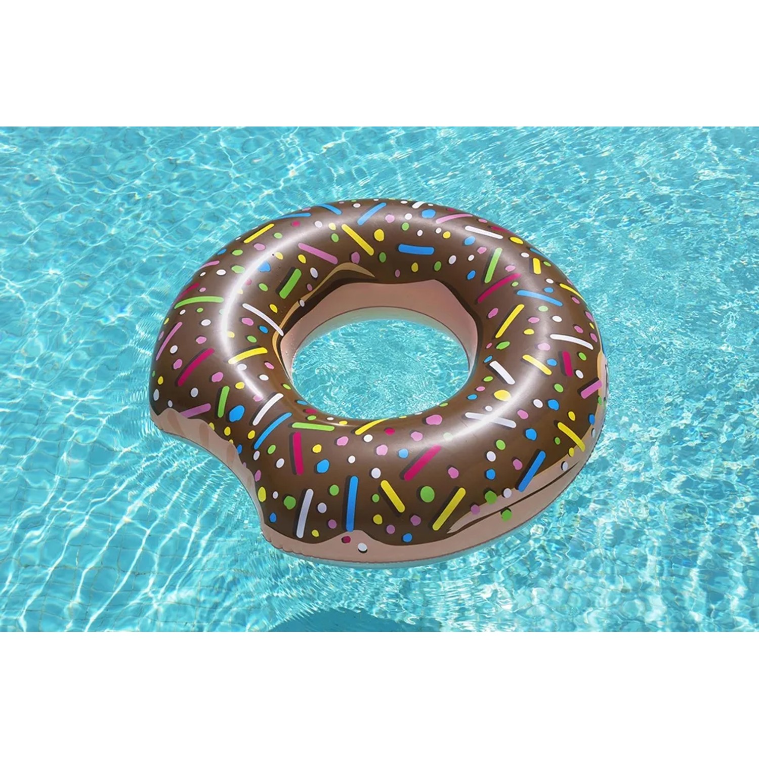 Bestway Schwimmring Donut, Ø 94 cm, Schoko-Design mit bunten Streuseln im Pool.