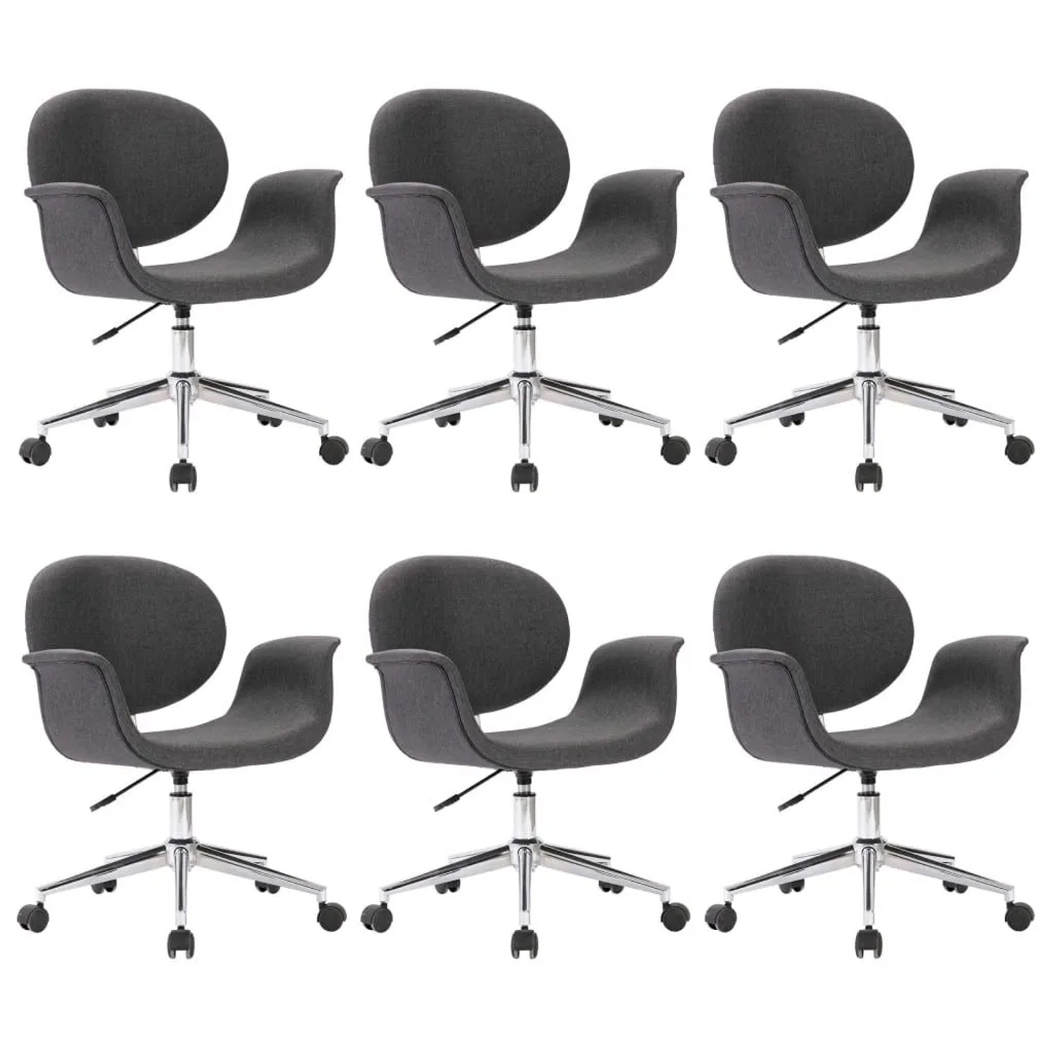 vidaXL Drehbare Esszimmerstühle 6 Stk Grau Stoff 3054865