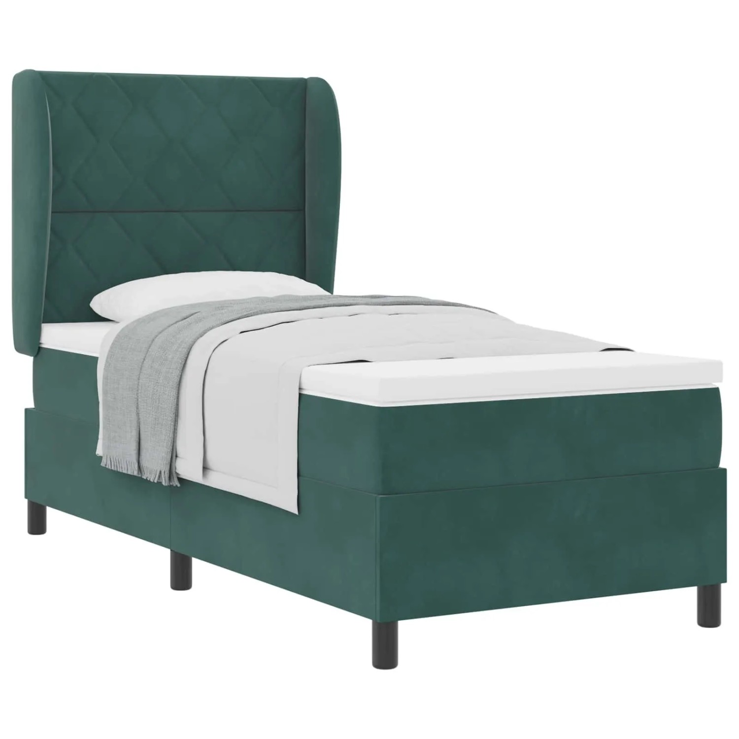 vidaXL Boxspringbett mit Matratze Dunkelgrün 190 x 90 cm Polyester 3340961