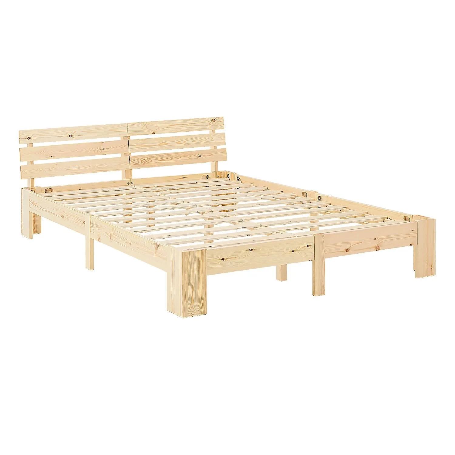 Homestyle4u Holzbett 180x200 mit Federkernmatratze in Braun 3325