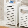Weißer SoBuy Wäscheschrank BZR67-W mit Lamellentür und ausklappbarem Wäschesack.
