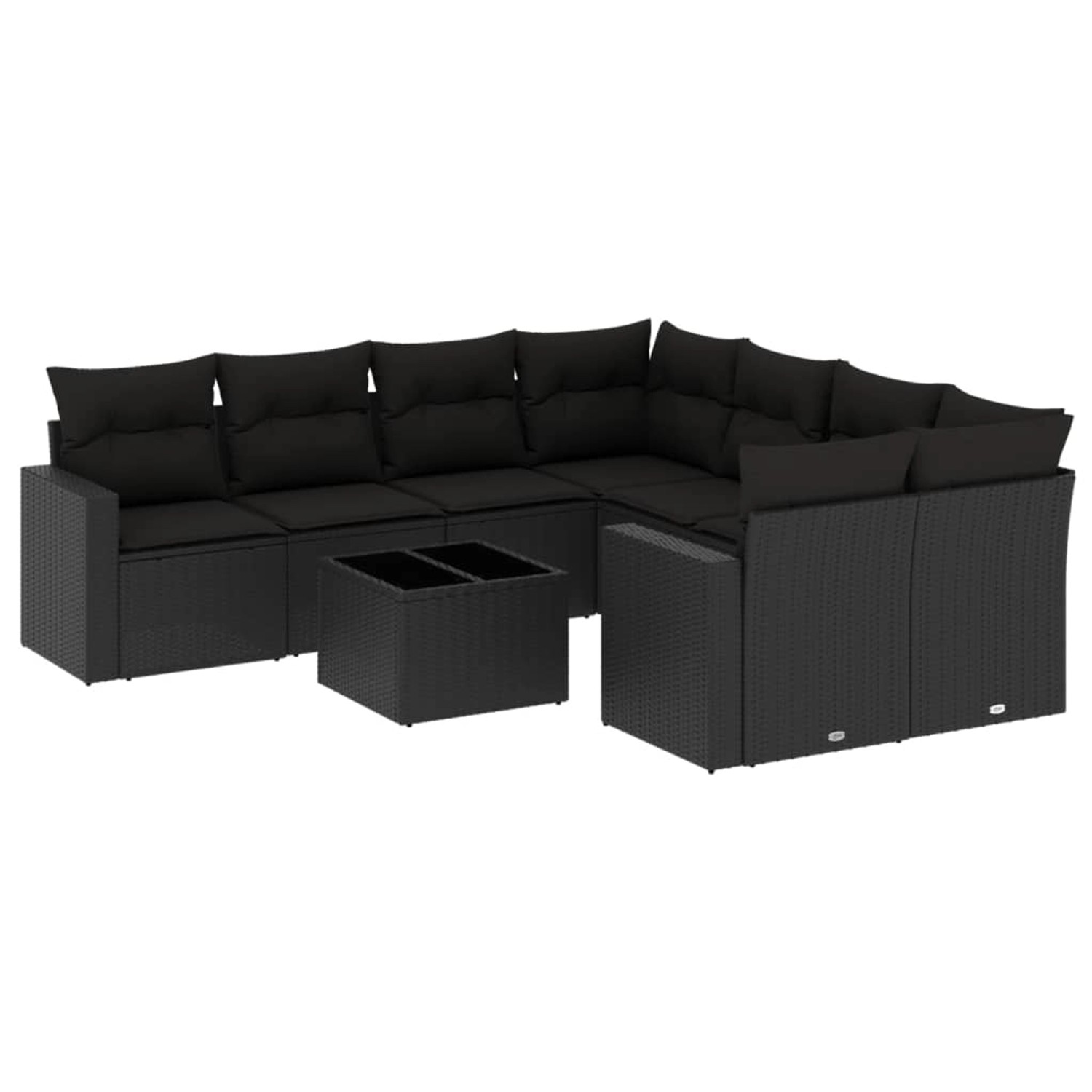 vidaXL 9-tlg Garten-Sofagarnitur mit Kissen Schwarz Poly Rattan Modell 62 günstig online kaufen