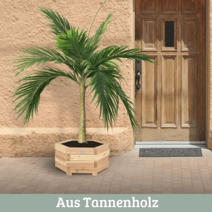 DELUKE Pflanzkasten Holz 6-eckig MICHA mit Vlies und Handschuhe Pflanzkübel Tannenholz Blumenkasten Blumenkübel 46cm Breit