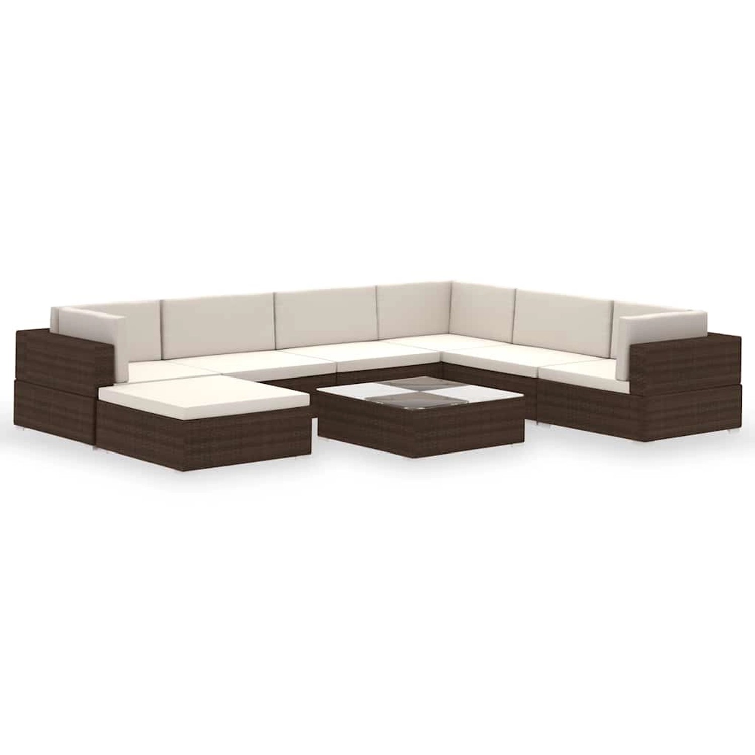 vidaXL 8-Tlg Garten-Lounge-Set mit Auflagen Poly Rattan Braun 41260