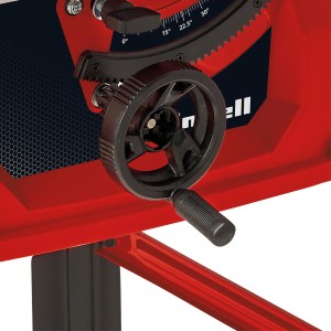 Detailaufnahme: Handrad zur Einstellung der Einhell TC-TS 2025/3 Eco Tischkreissäge.