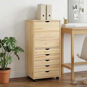 vidaXL Rollschrank Mit Rad Braun 53 x 39 x 103 cm Massivholz Kiefer 42032395