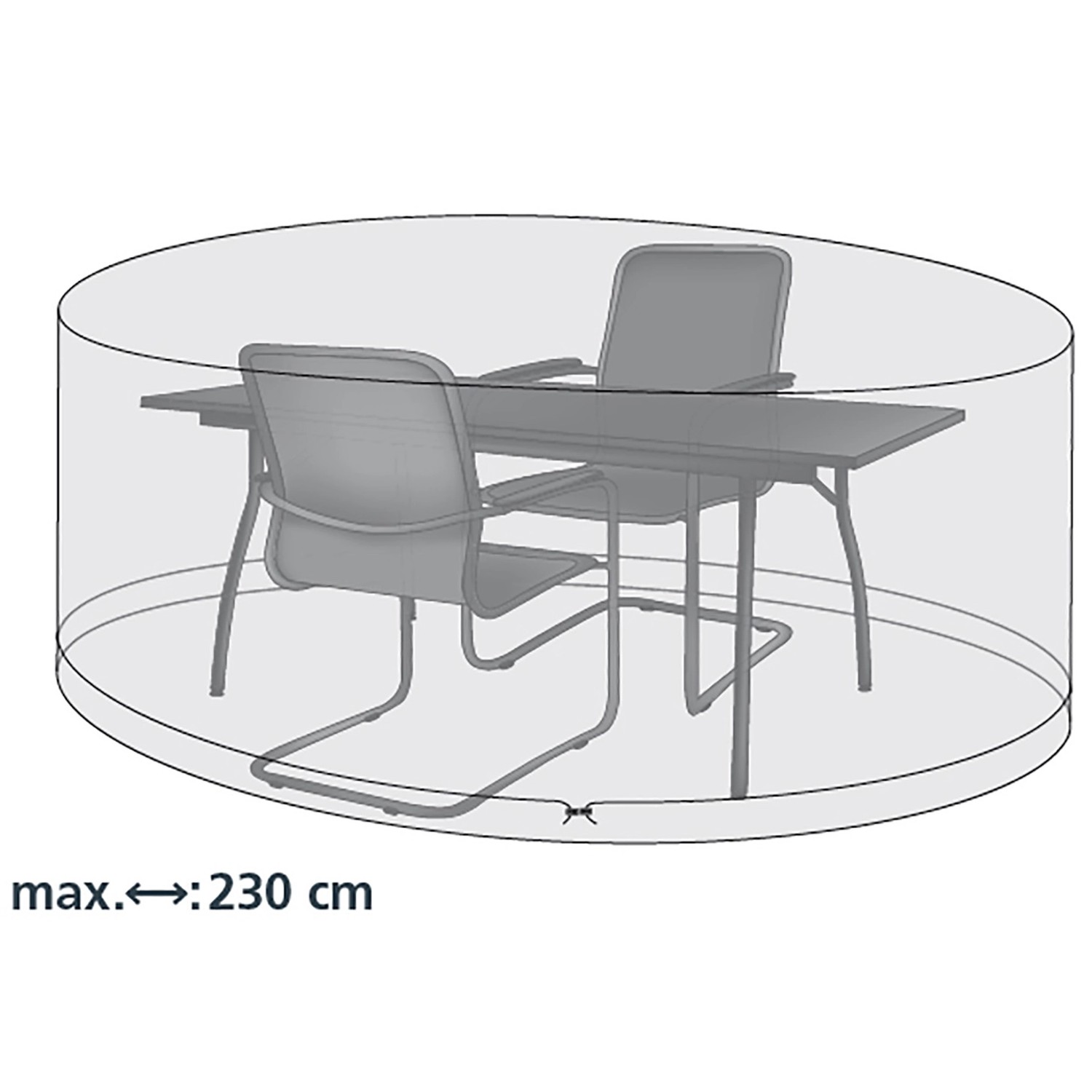 Ovale Acamp Schutzhülle für Sitzgruppe, ca. 230x135x70cm, schützt Gartenmöbel vor Staub und Wetter.