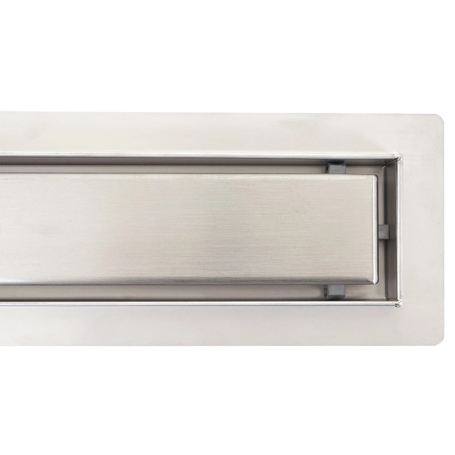 Edelstahl Duschrinne 120cm mit Siphon für bodengleiche Dusche.