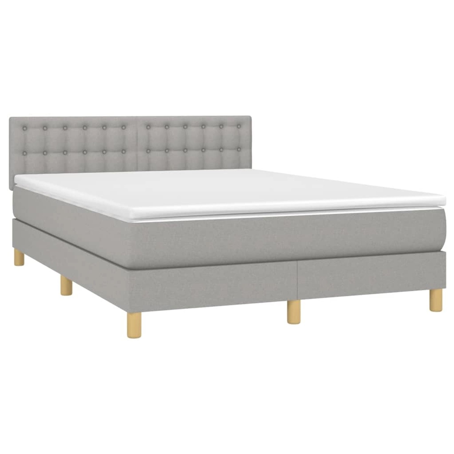 vidaXL Boxspringbett mit Matratze & LED Hellgrau 140x200 cm Stoff 3134037 günstig online kaufen