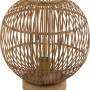 Tischlampe Hildegard aus Bambus, runde Form, natürliches Material für gemütliches Licht.