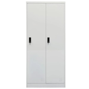Hellgrauer vidaXL Kleiderschrank aus Stahl, 80x50x180 cm, mit zwei abschließbaren Türen.