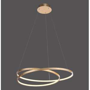 Goldene LED-Pendelleuchte Roman von Paul Neuhaus, Ø 72 cm, dimmbar.