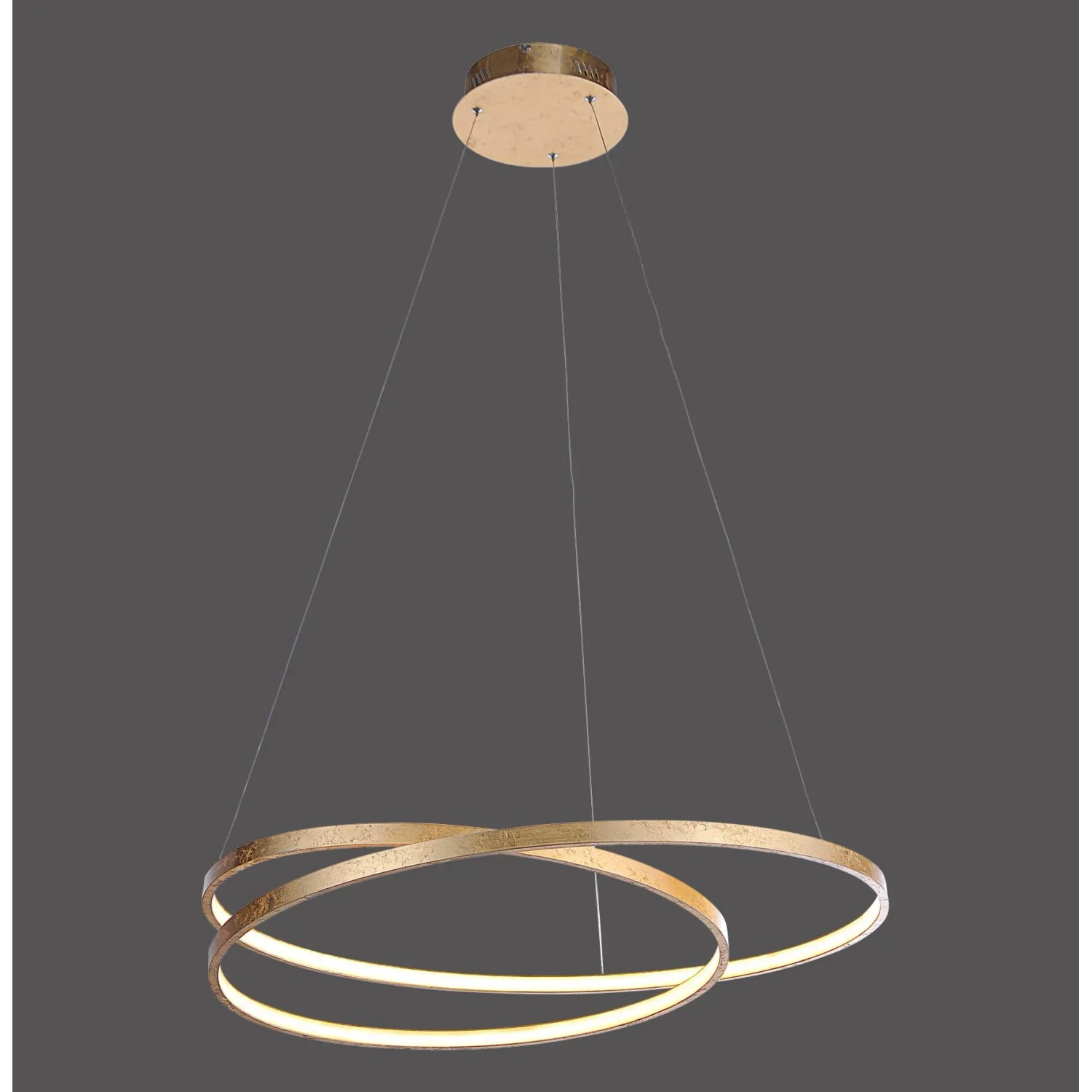 Goldene LED-Pendelleuchte Roman von Paul Neuhaus, Ø 72 cm, dimmbar.