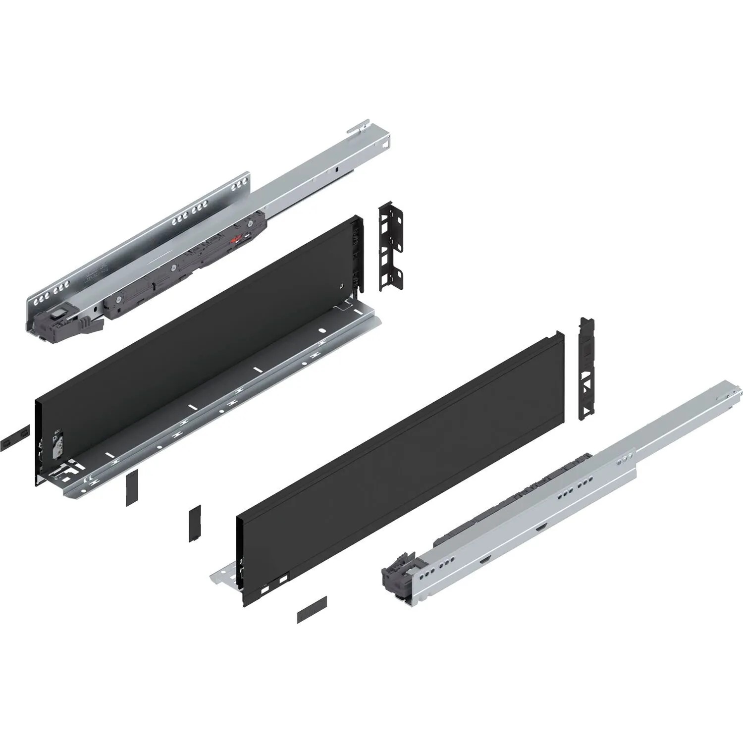 Blum Legrabox Pure Set Höhe K Tip-On Vollauszug 550 mm 40 kg Carbonschwarz 1 Paar