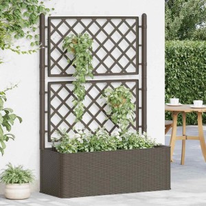 DELUKE Rankkasten Pflanzgefäß BAYO Mokka Selbstbewässerungssystem 100x43x142cm Hochbeet Rankgitter Pflanzkasten Blumenkasten Rankhilfe
