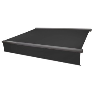 MCW Kassetten-Markise H124 Volant Ausfahrbar 4x3m Polyester Anthrazit Grau