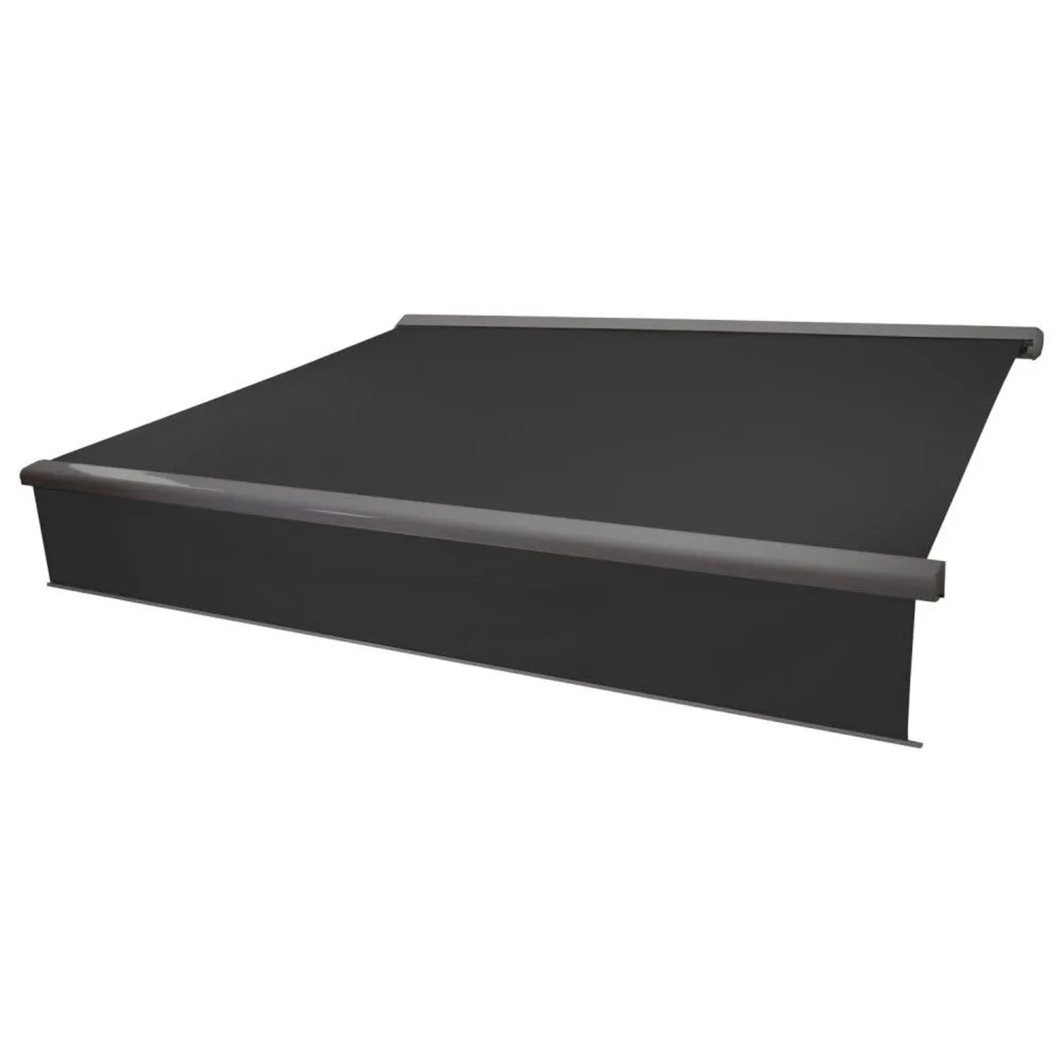 MCW Kassetten-Markise H124 Volant Ausfahrbar 4x3m Polyester Anthrazit Grau
