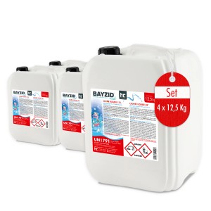 Bayzid Chlor 13% Flüssig, 4 Kanister à 12,5kg, für Pool Desinfektion.