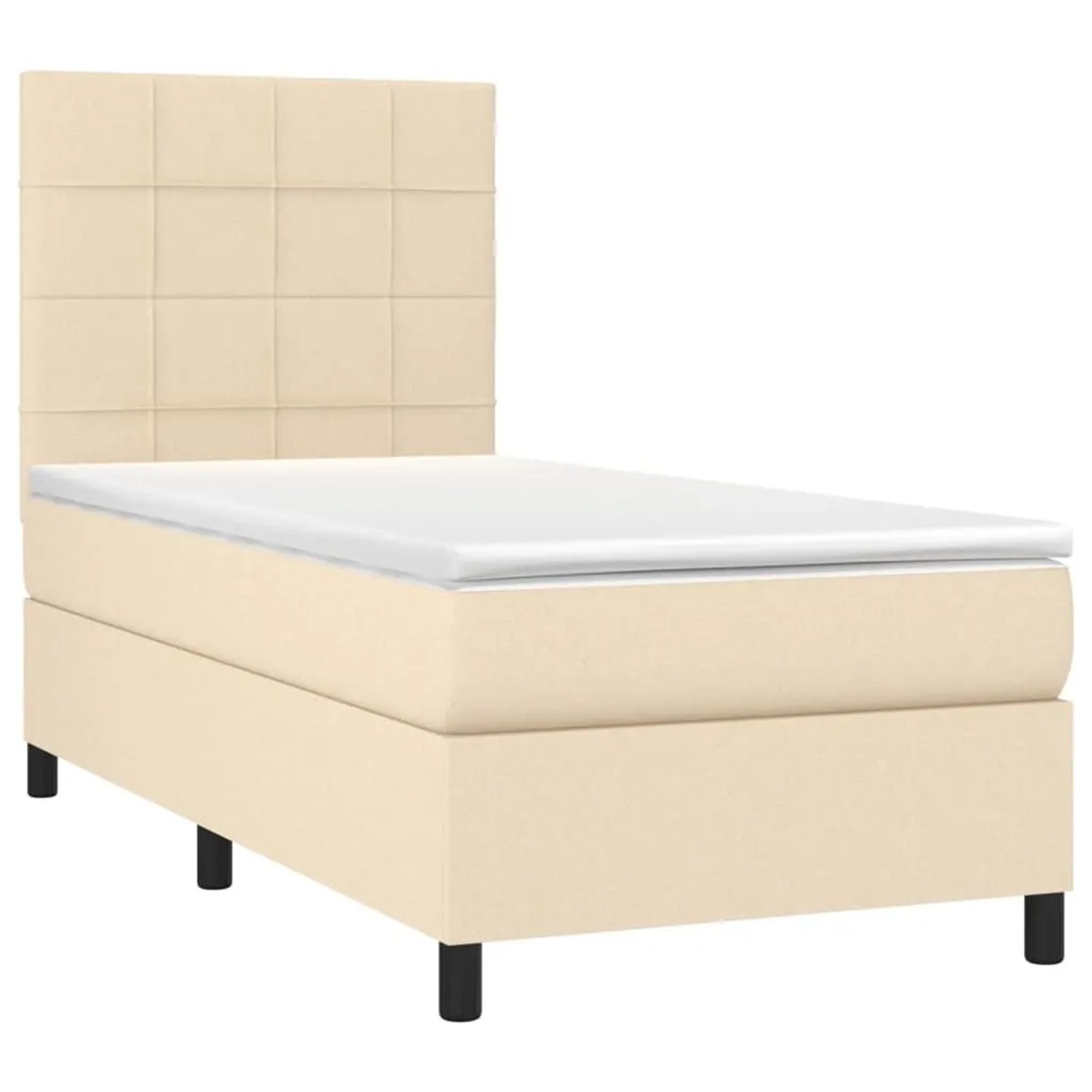 vidaXL Boxspringbett mit Matratze & LED Creme 90x200 cm Stoff 3134850 günstig online kaufen