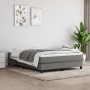 Dunkelgraues vidaXL Boxspringbett 140x190 cm mit Matratze und Topper.