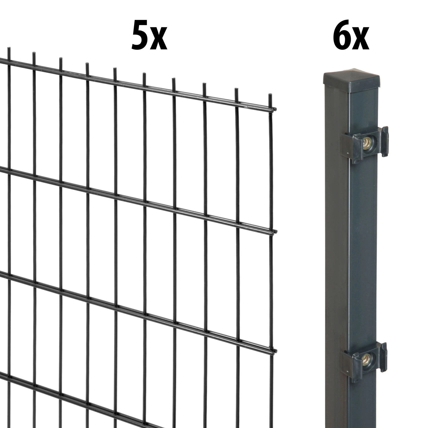 Floraworld Doppelstabmatten-Set 140 cm x 10 m 40/40 Anthrazit