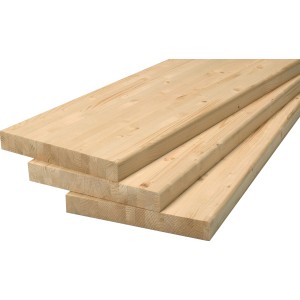 Unbehandelte Arbeitsplatte aus Fichte/Tanne, 60x240x4 cm, massiv und fein geschliffen.