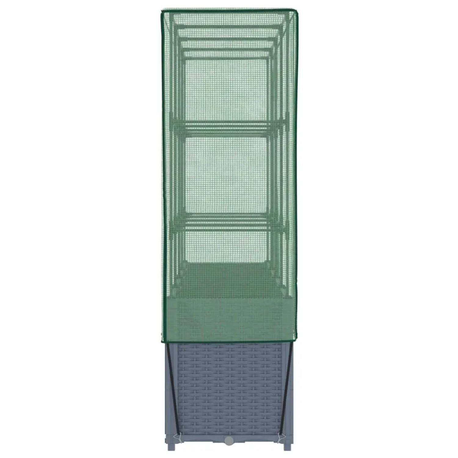 VidaXL Hochbeet mit Gewächshaus-Aufsatz, Rattan-Optik, dunkelgrau/grün, 160x40x153 cm.