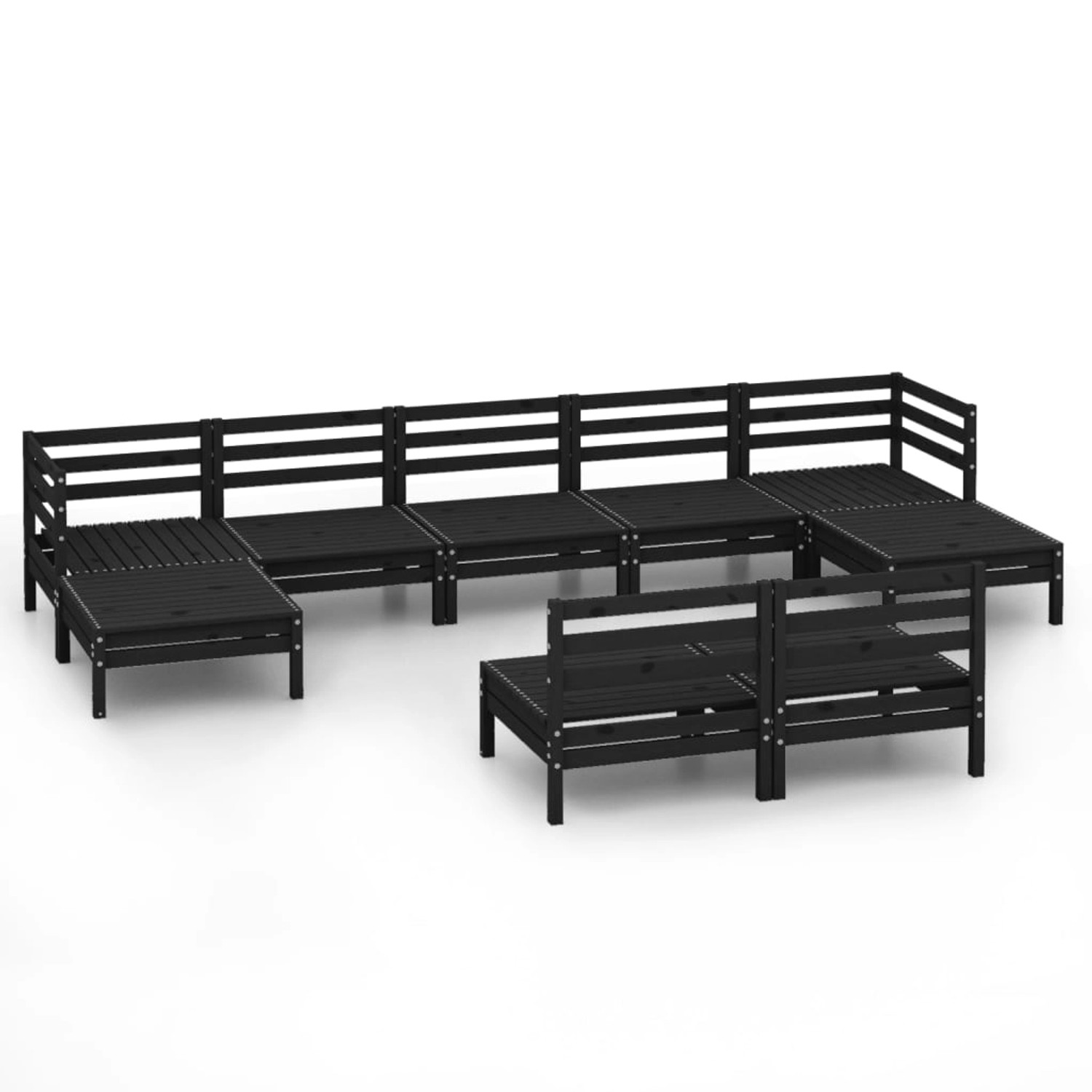 9-tlg. Garten-lounge-set Schwarz Massivholz Kiefer günstig online kaufen