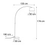 Moderne Bogenlampe Arc Basic mit grauem Stoffschirm, Maße: 176x130x30cm, für Innenräume.