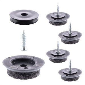 Wagner Filzgleiter QuickClick Ultrasoft Slim, 12-teilig, schwarz-grau, Ø 25 mm. Möbelgleiter Set mit Schrauben.