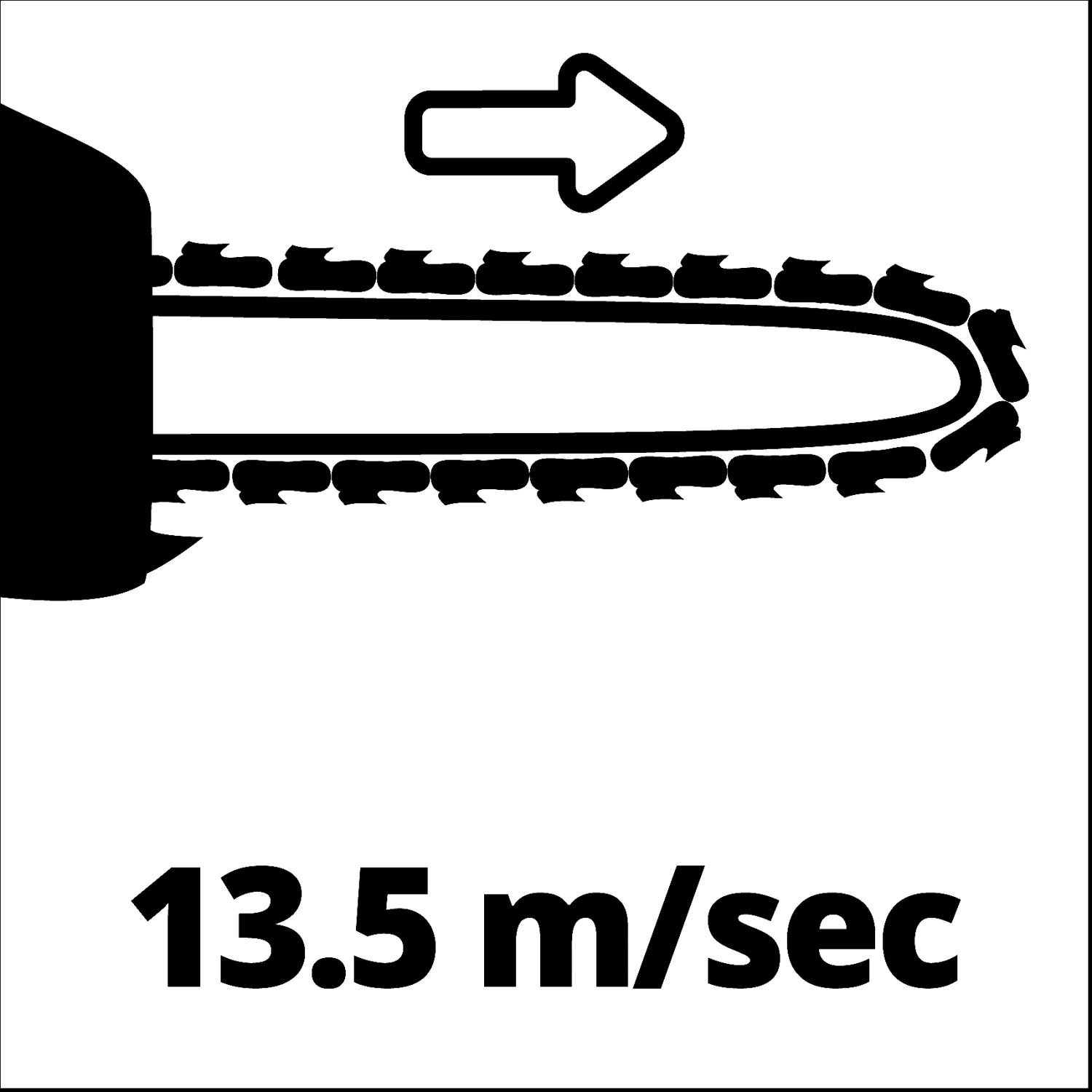 Schnittgeschwindigkeit der Einhell GH-EC 1835 Elektro-Kettensäge: 13,5 m/s.