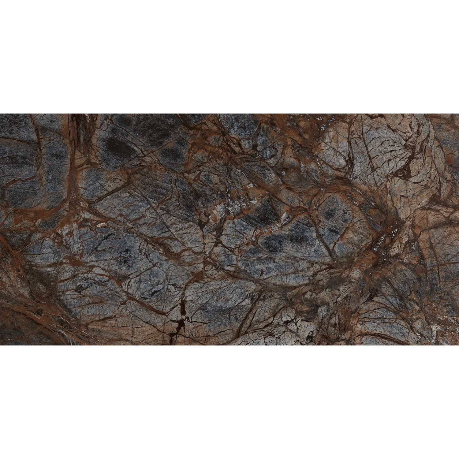 Feinsteinzeug Bodenfliese, 60x120 cm, Steinoptik, polierte Glasur für Innenräume.