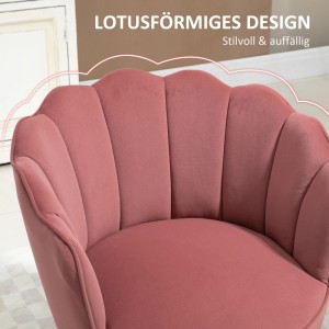 HOMCOM Esszimmerstuhl, rosa Samt, lotusförmige Rückenlehne, gepolstert. Eleganter Akzentsessel für Wohnbereiche.