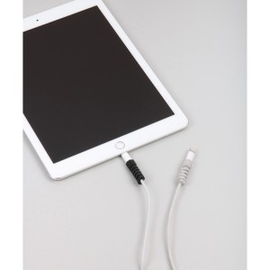 Fix-o-moll Kabelschutz am Ladekabel eines Tablets, 4er-Set, bunt.