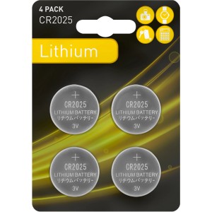 Knopfzellen CR2025 Lithium 4er-Pack für Uhren, Taschenrechner, Fernbedienungen.