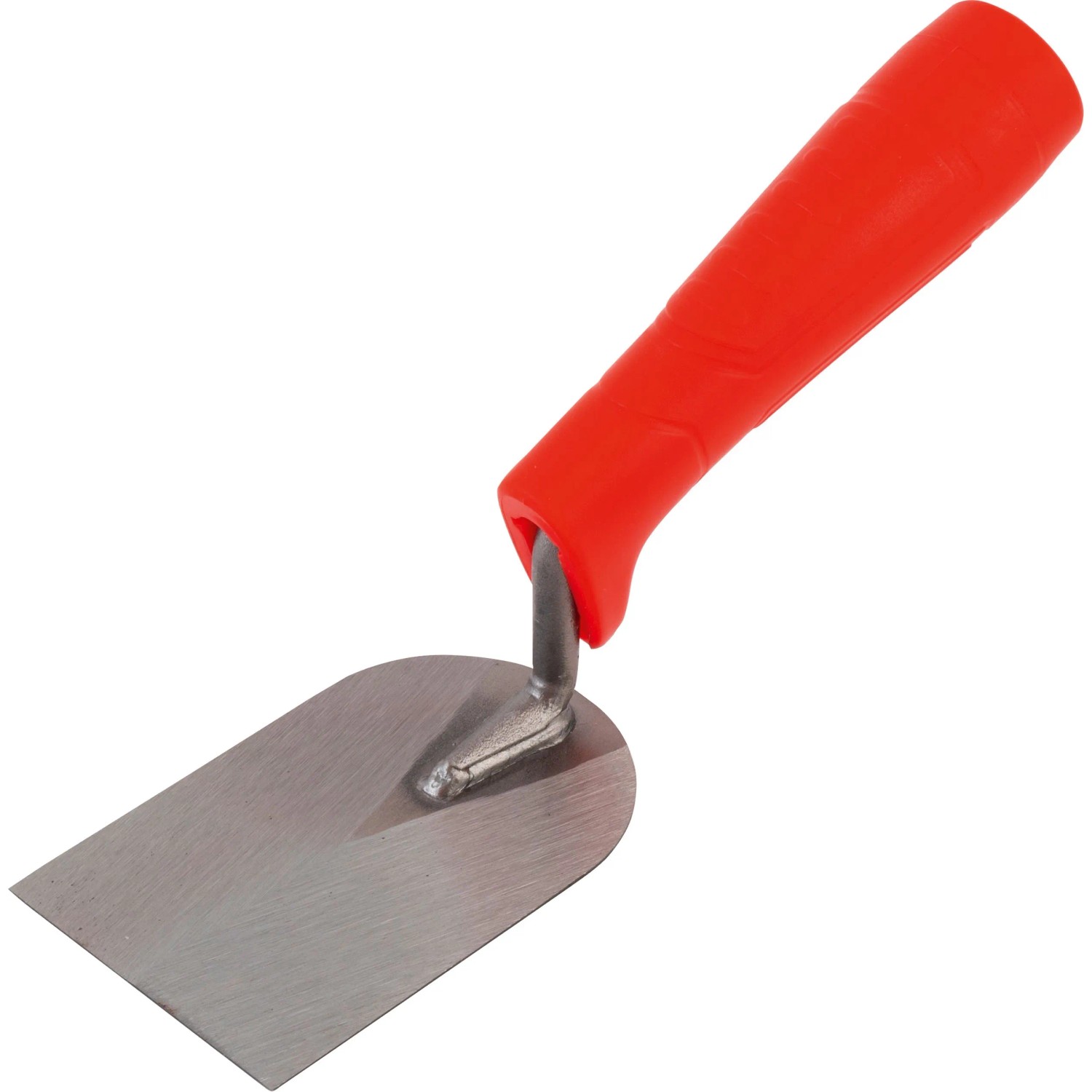 Robuste Maurerkelle mit rotem Kunststoffgriff und Metallblatt. Teil des 3-teiligen Kellen-Sets für Maurer- & Fliesenlegerarbeiten.