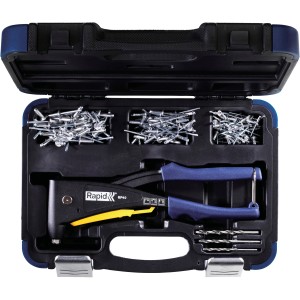 Rapid RP40 Nietzange Multi im Koffer mit Nieten und Bohrern. Zangen-Set für vielfältige Anwendungen.