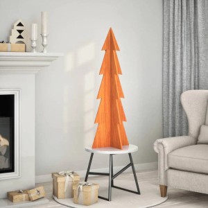 Wachsbrauner Weihnachtsbaum aus Kiefernholz, 112 cm hoch, zur Dekoration im Wohnzimmer.