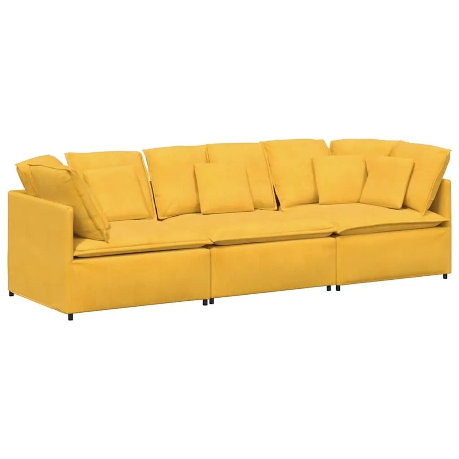 vidaXL Modulares Sofa mit Kissen Cordstoff Hellgelb 3321293