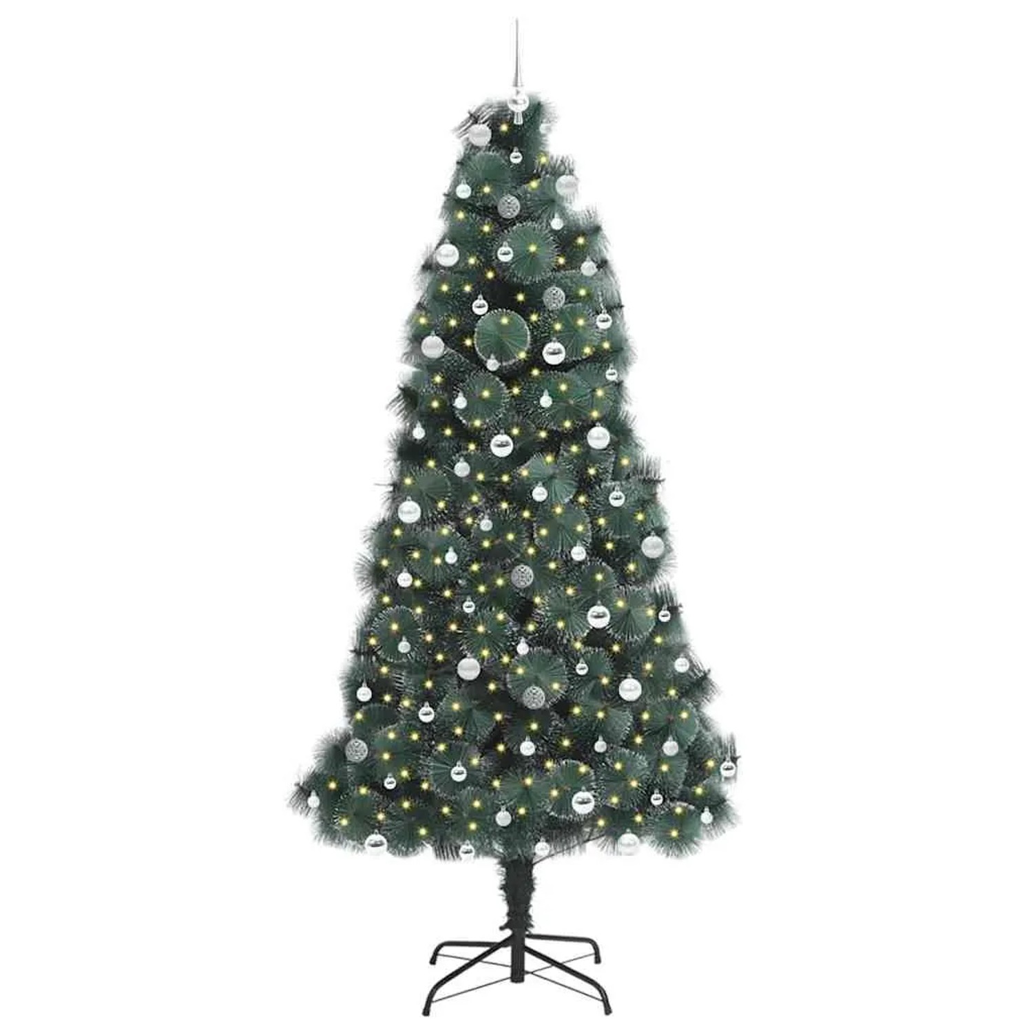 vidaXL Künstlicher Vorbeleuchteter Weihnachtsbaum mit Kugelset 240 cm 3396195