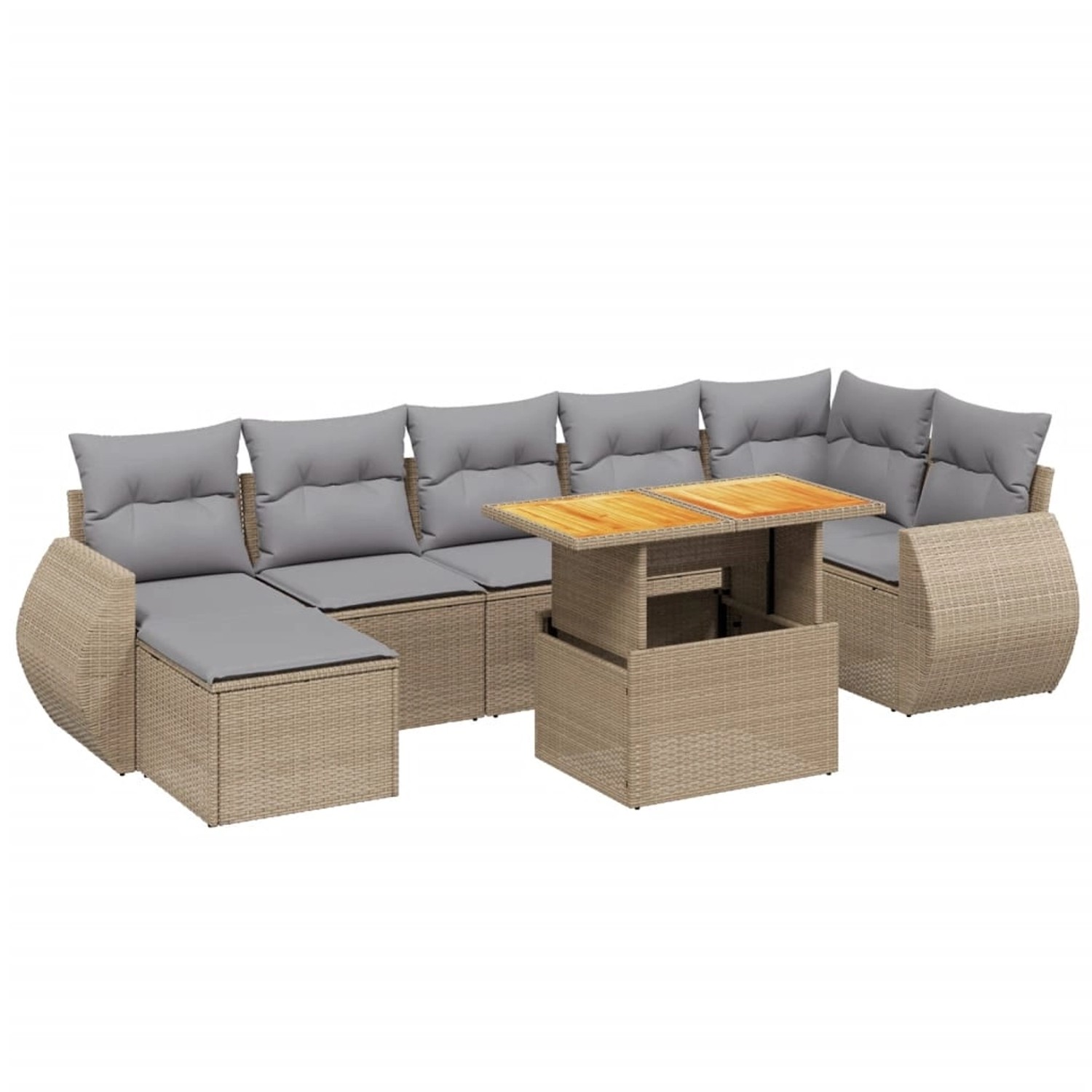 vidaXL 8-tlg Garten-Sofagarnitur mit Kissen Beige Poly Rattan Modell 355 günstig online kaufen