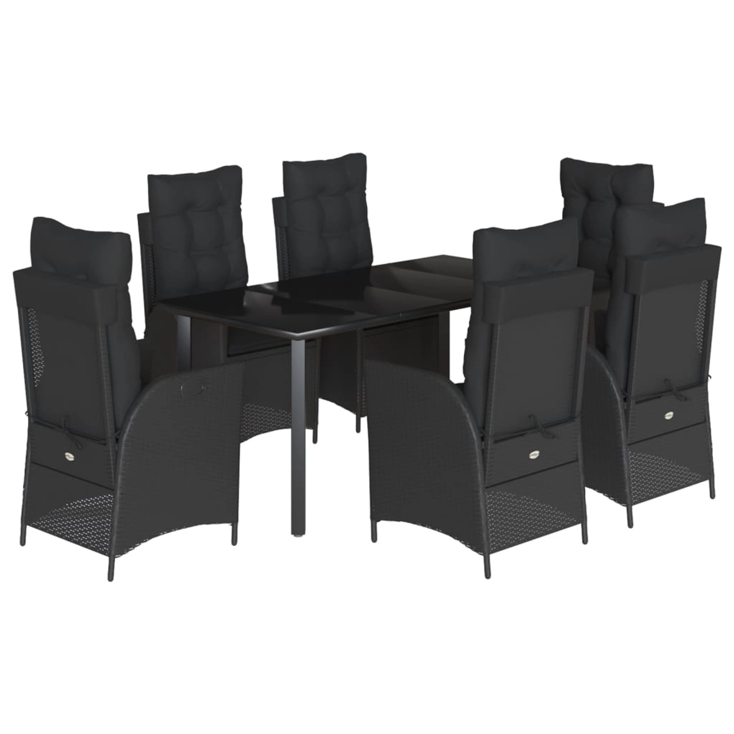vidaXL 7-Tlg Garten-Essgruppe mit Kissen Schwarz Poly Rattan 3213189 günstig online kaufen