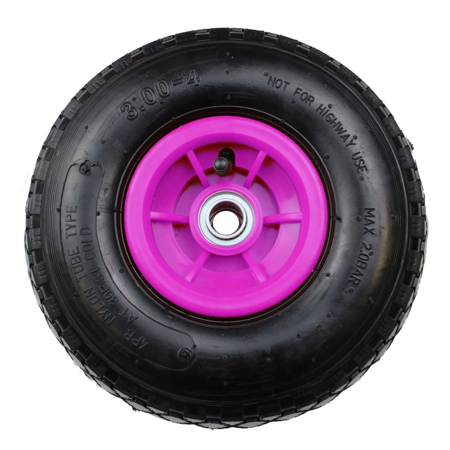 Sackkarrenrad TRUTZHOLM, 260x85mm, pinke Felge, Kugellager. Ideal für Baumaschinen & Transport.
