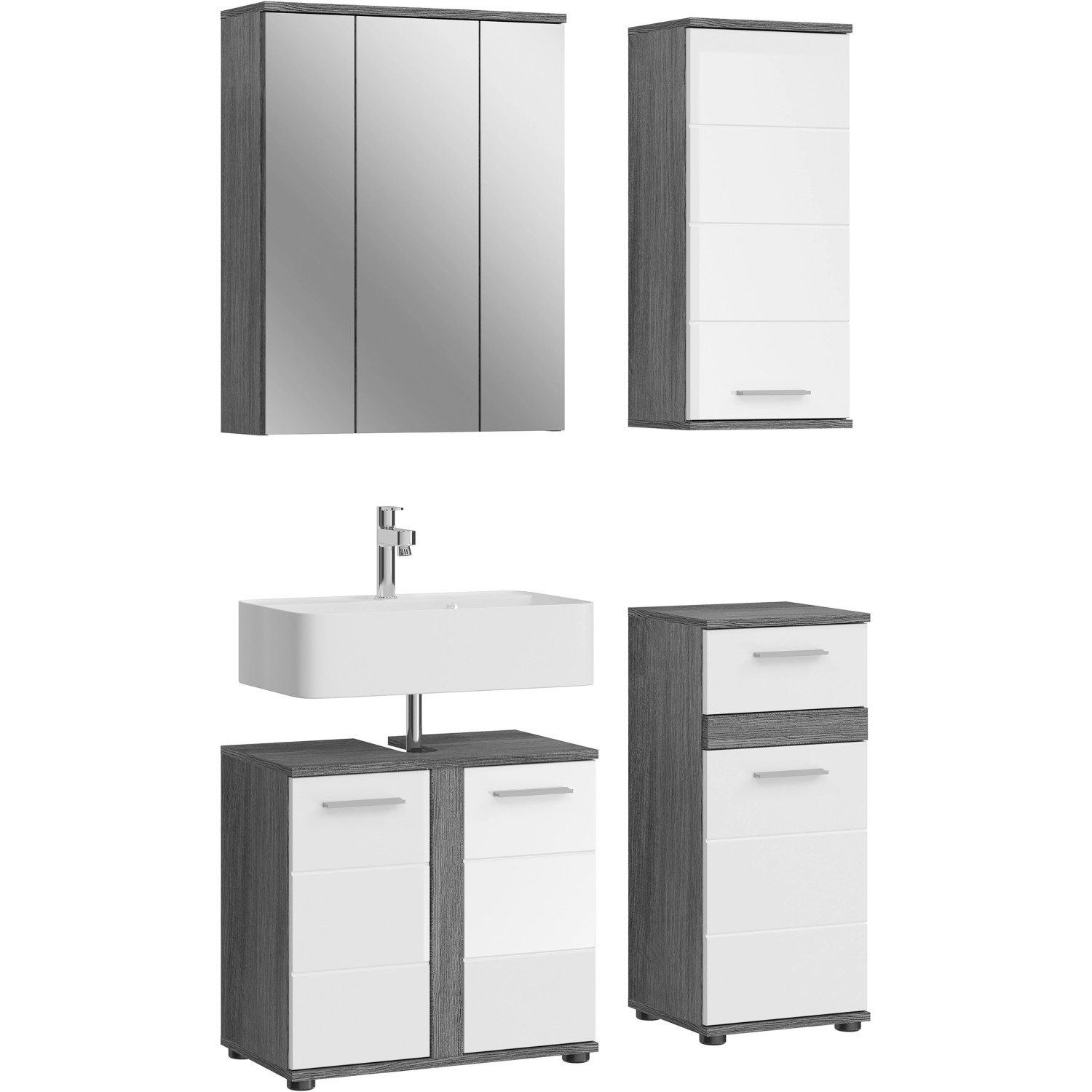 Badmöbel-Set Blake Hochglanz Weiß 114 cm 4-tlg. günstig online kaufen