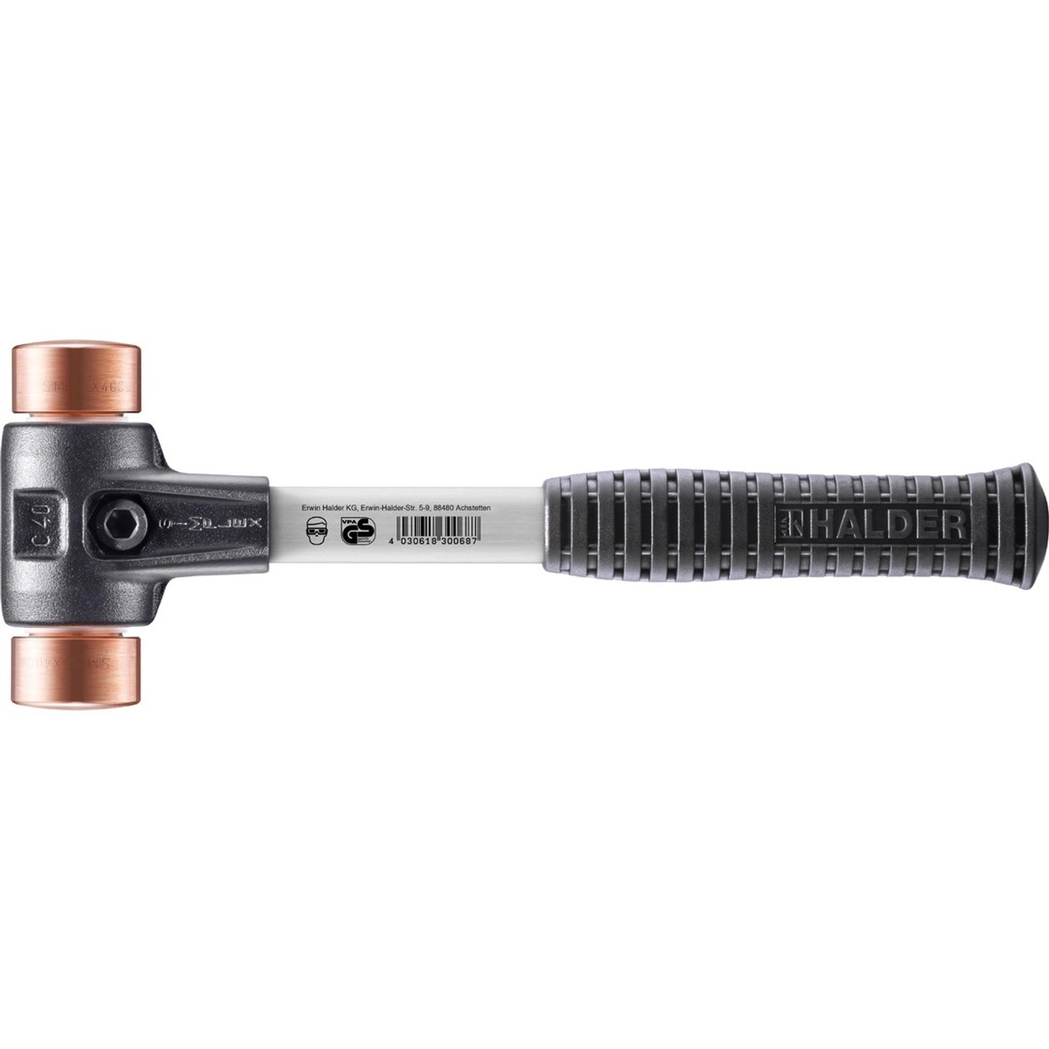 Halder Simplex Schonhammer Ø 40 mm Kupfer mit Verstärktem Tempergussgehäuse günstig online kaufen