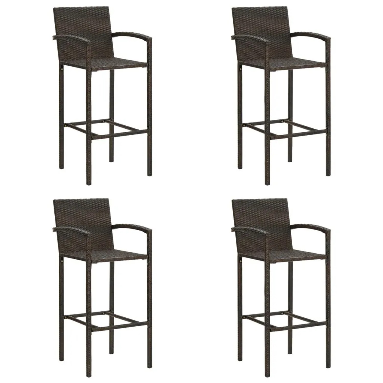 vidaXL Barhocker 4 Stk Braun Poly Rattan 313454