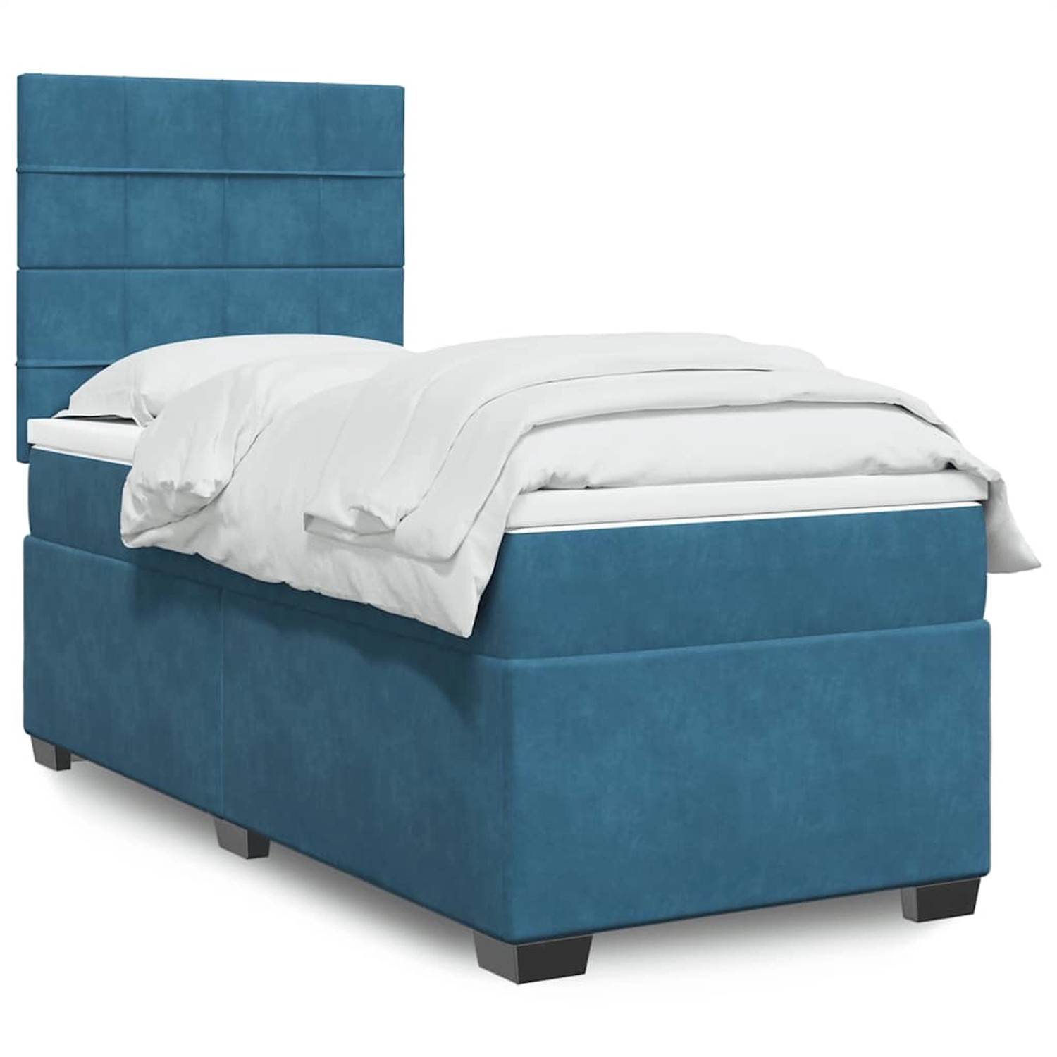 vidaXL Boxspringbett mit Matratze Blau 90x190 cm Samt 3293090 günstig online kaufen
